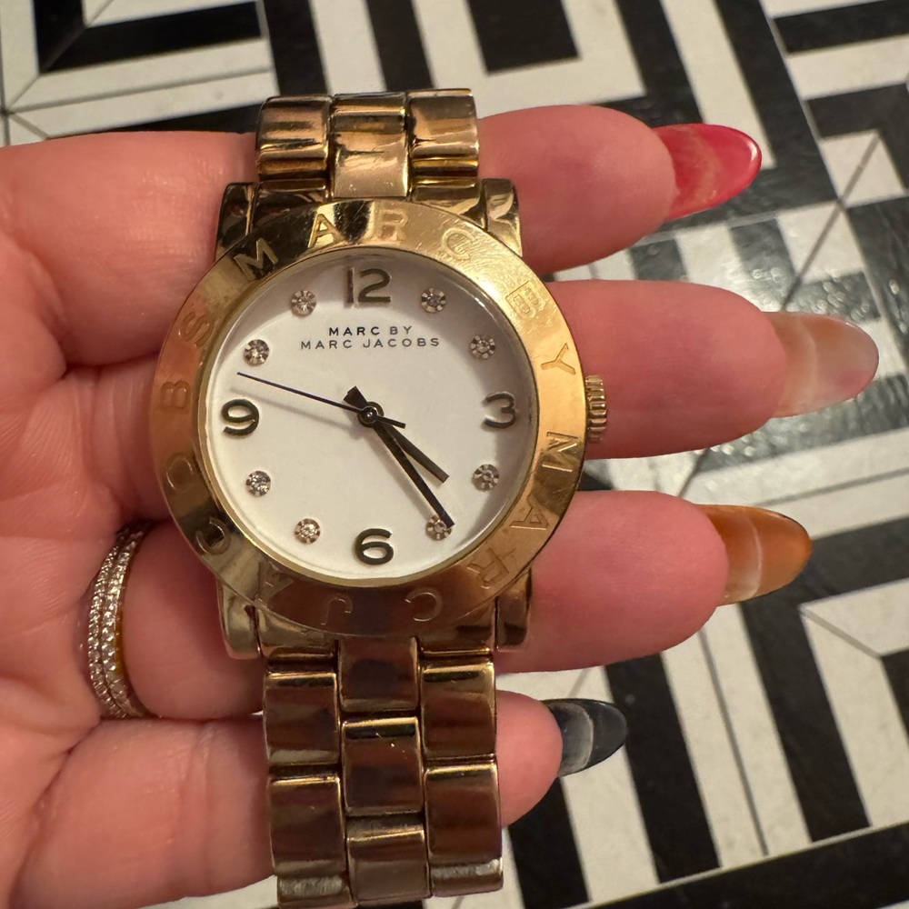 Marc by Marc Jacobs Gold-Tone Watch with White Dial